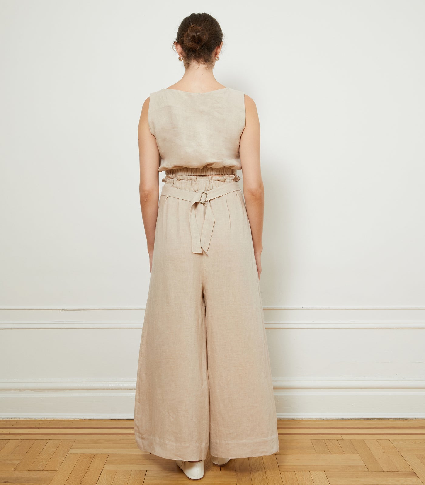 Loup - Andy Draped Wide Linen Pants - Ivory -