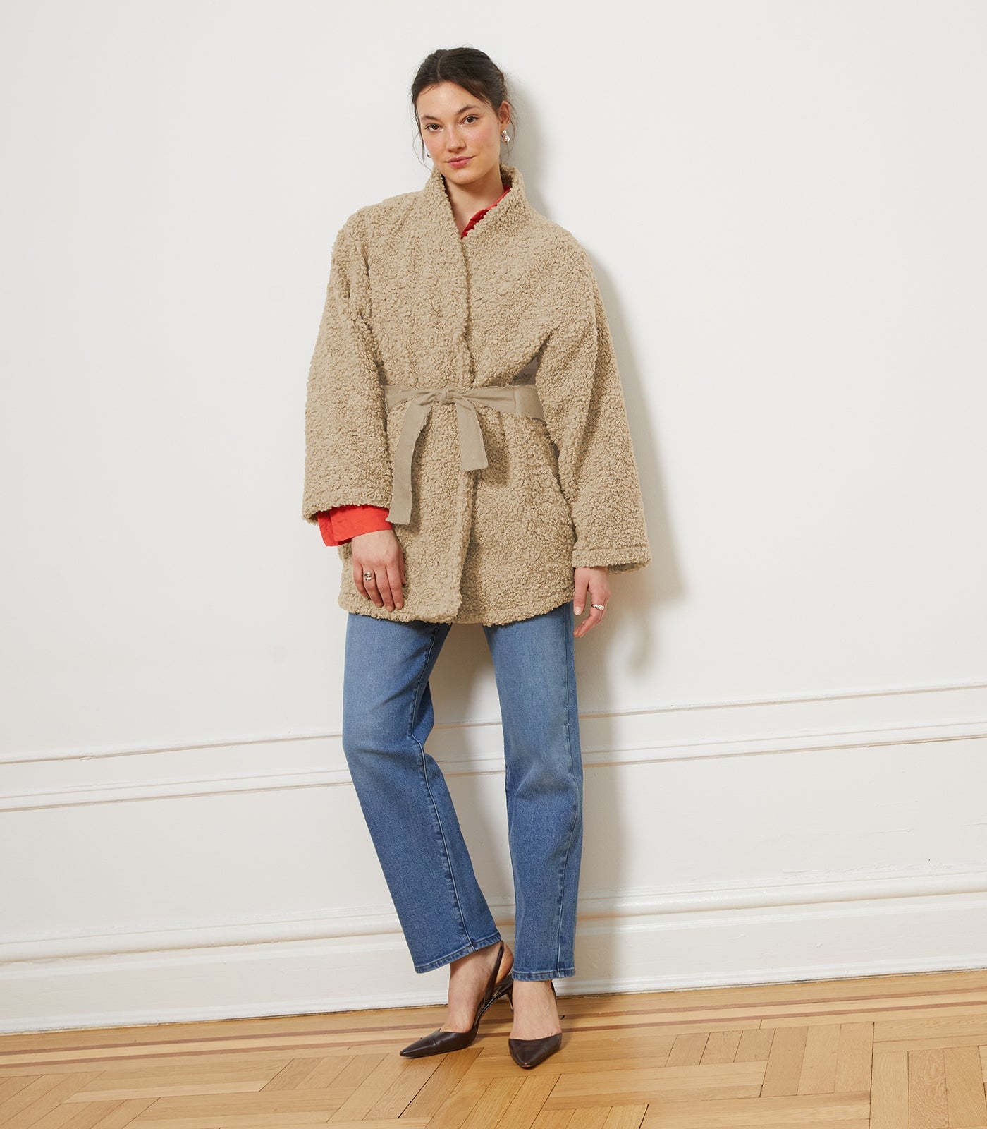 Loup - Valentina Sherpa Wrap Coat - Ivory -
