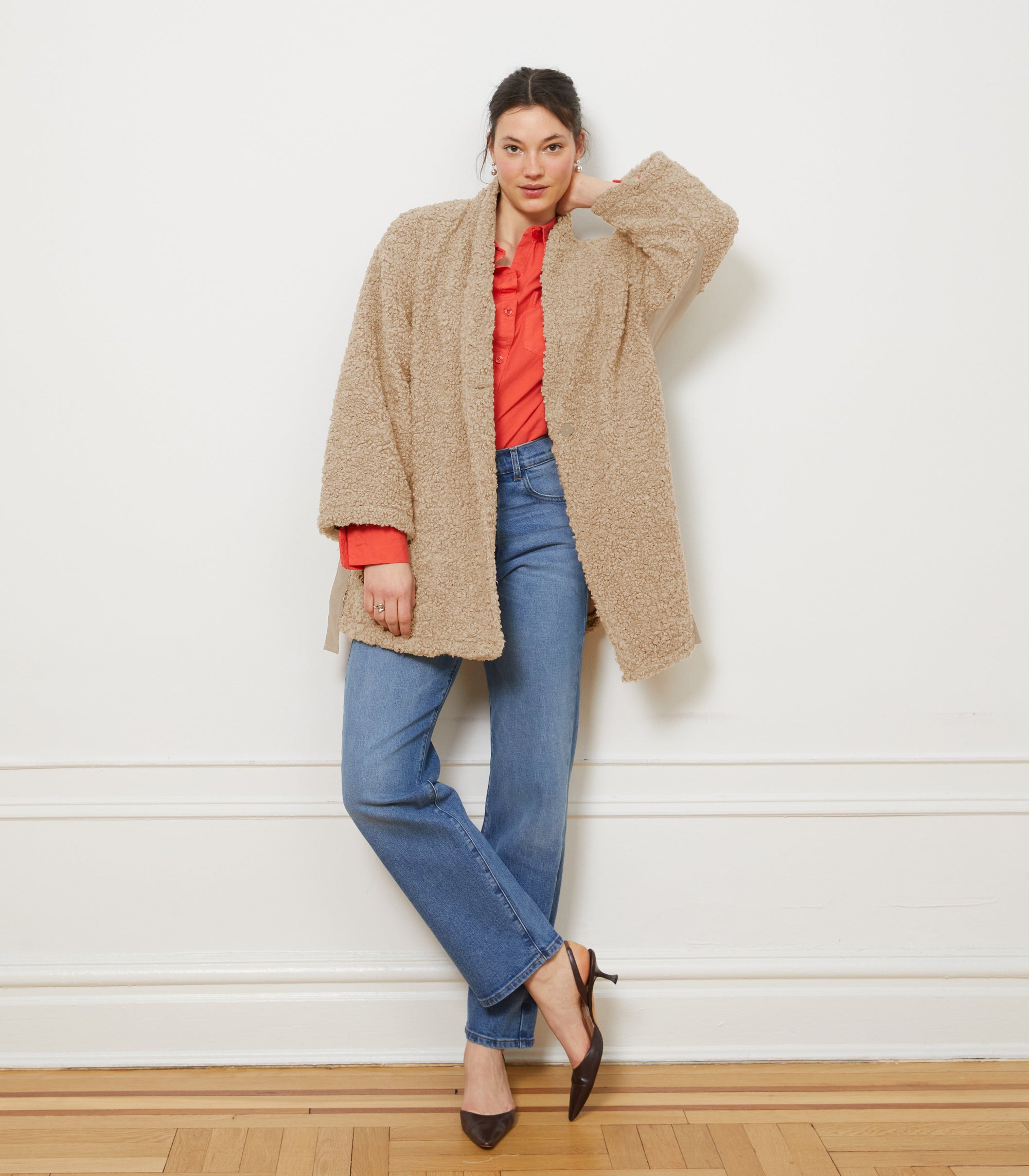 Loup - Valentina Sherpa Wrap Coat - Ivory -