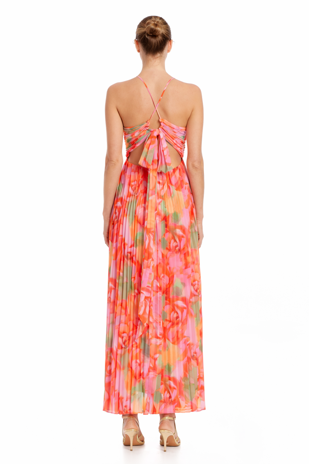 Jewel Badgley Mischka - Nelle Floral Print Pleated Maxi Dress -