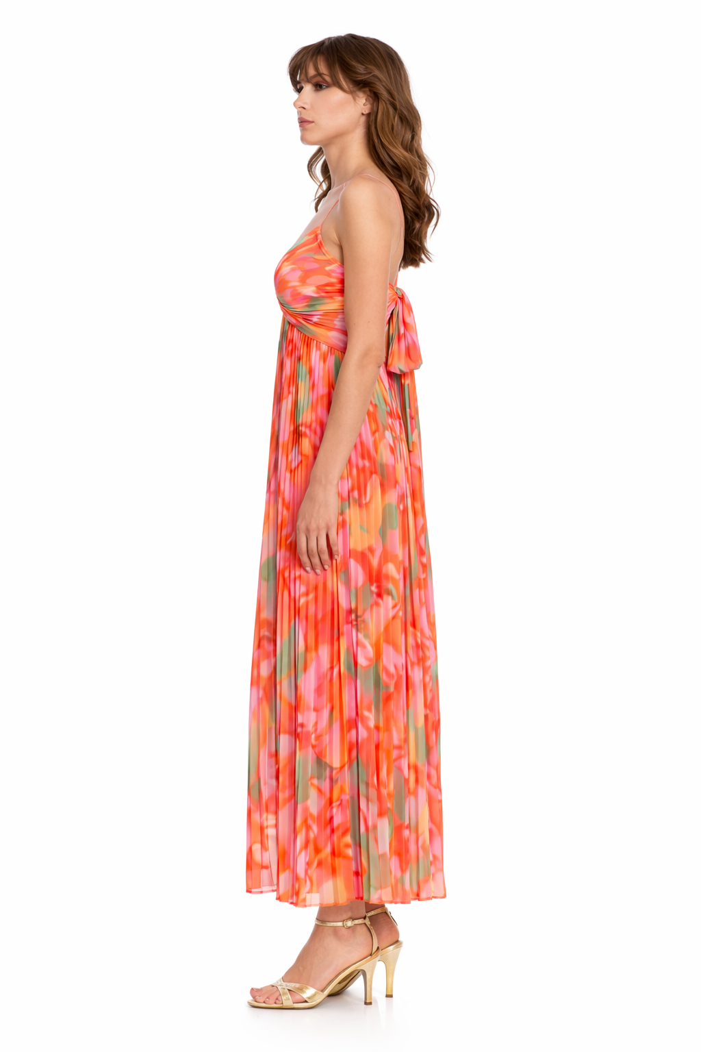 Jewel Badgley Mischka - Nelle Floral Print Pleated Maxi Dress -