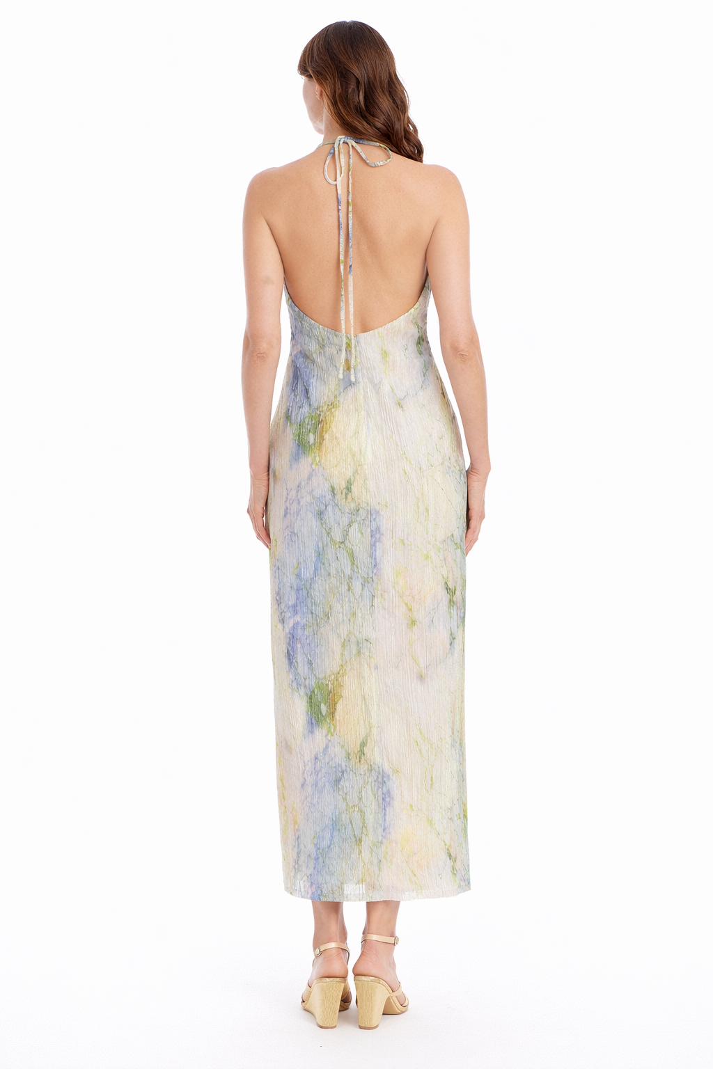 Jewel Badgley Mischka - Naya Printed Halter Maxi Dress -