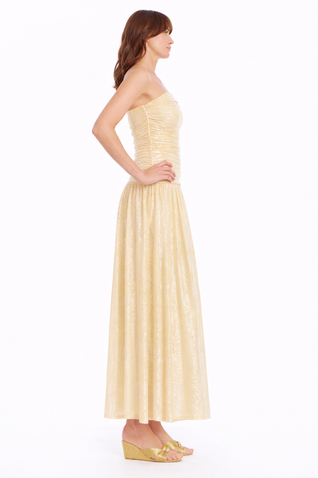 Jewel Badgley Mischka - Natasha Strapless Jacquard Maxi Dress -