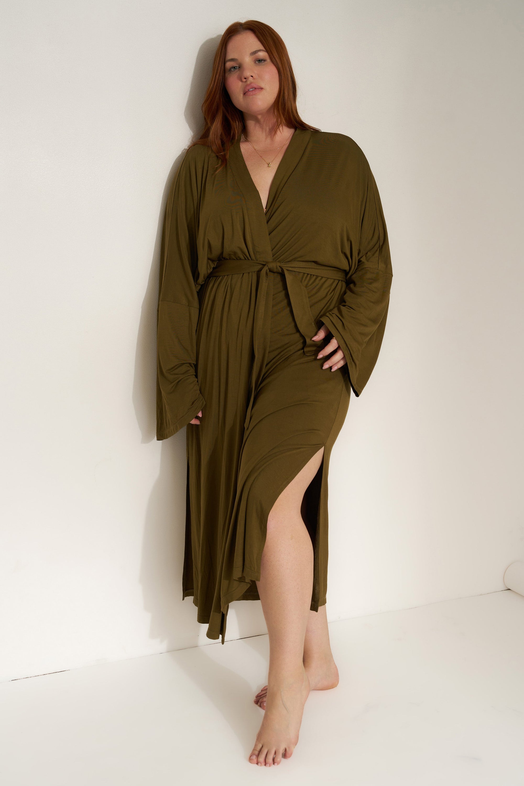 Be Idle - The Jersey Long Robe - Olive -