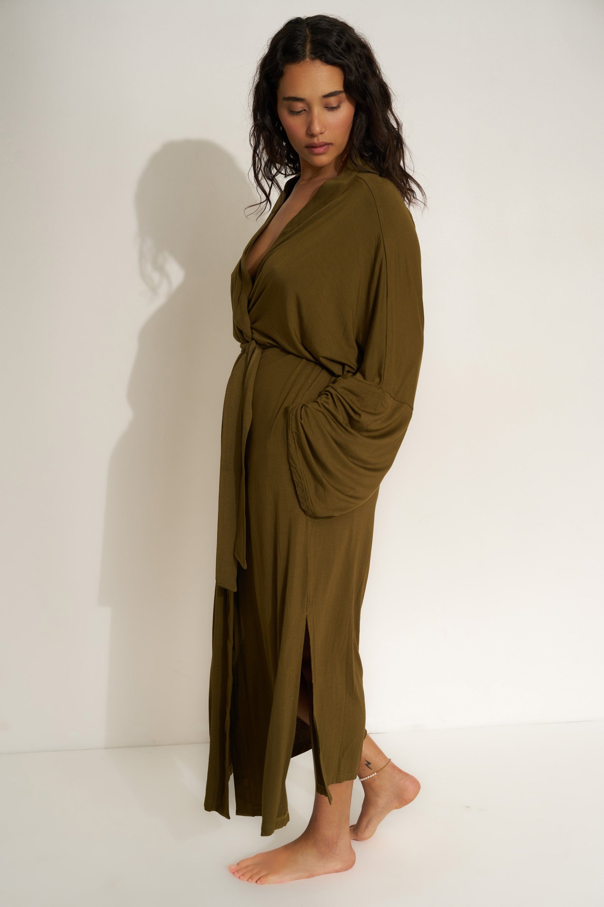 Be Idle - The Jersey Long Robe - Olive -