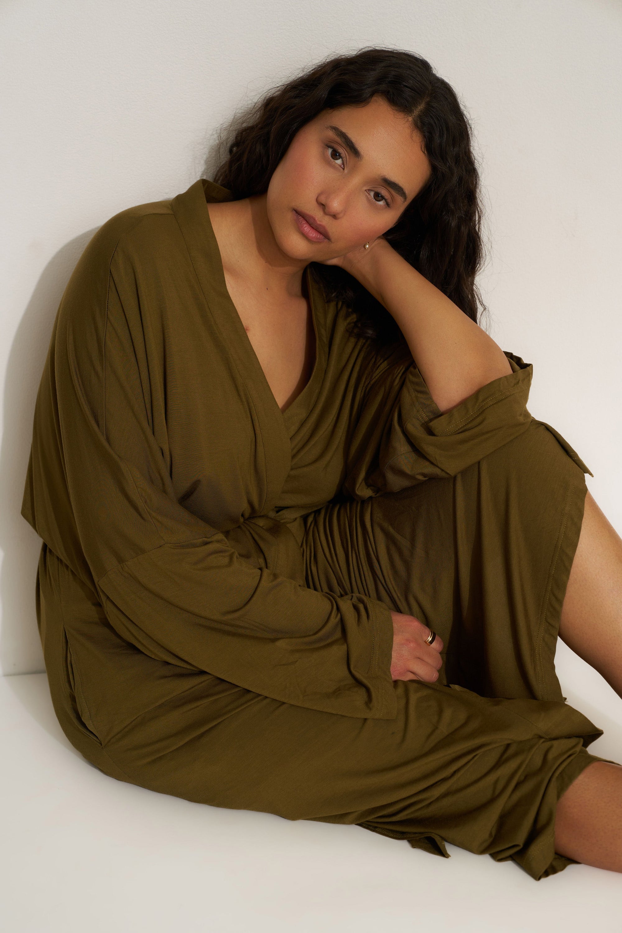 Be Idle - The Jersey Long Robe - Olive -
