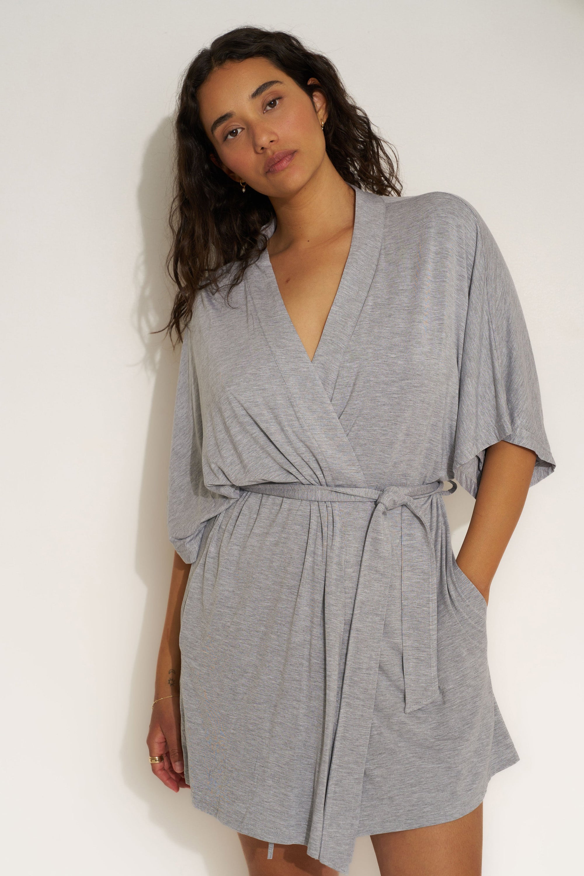 Be Idle - The Jersey Short Robe - Heather Grey -