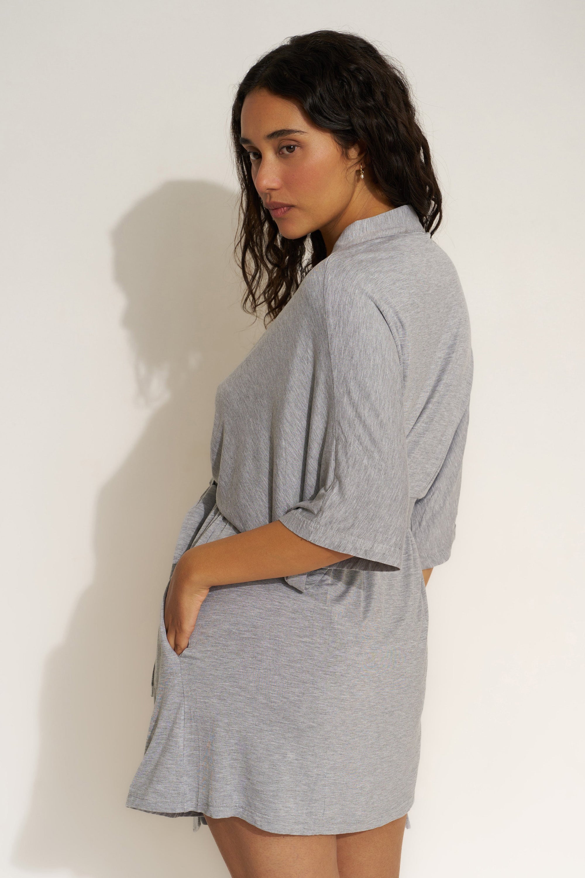 Be Idle - The Jersey Short Robe - Heather Grey -