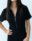 Wildflo Studio - Ribbed Polo Jumpsuit Jet -
