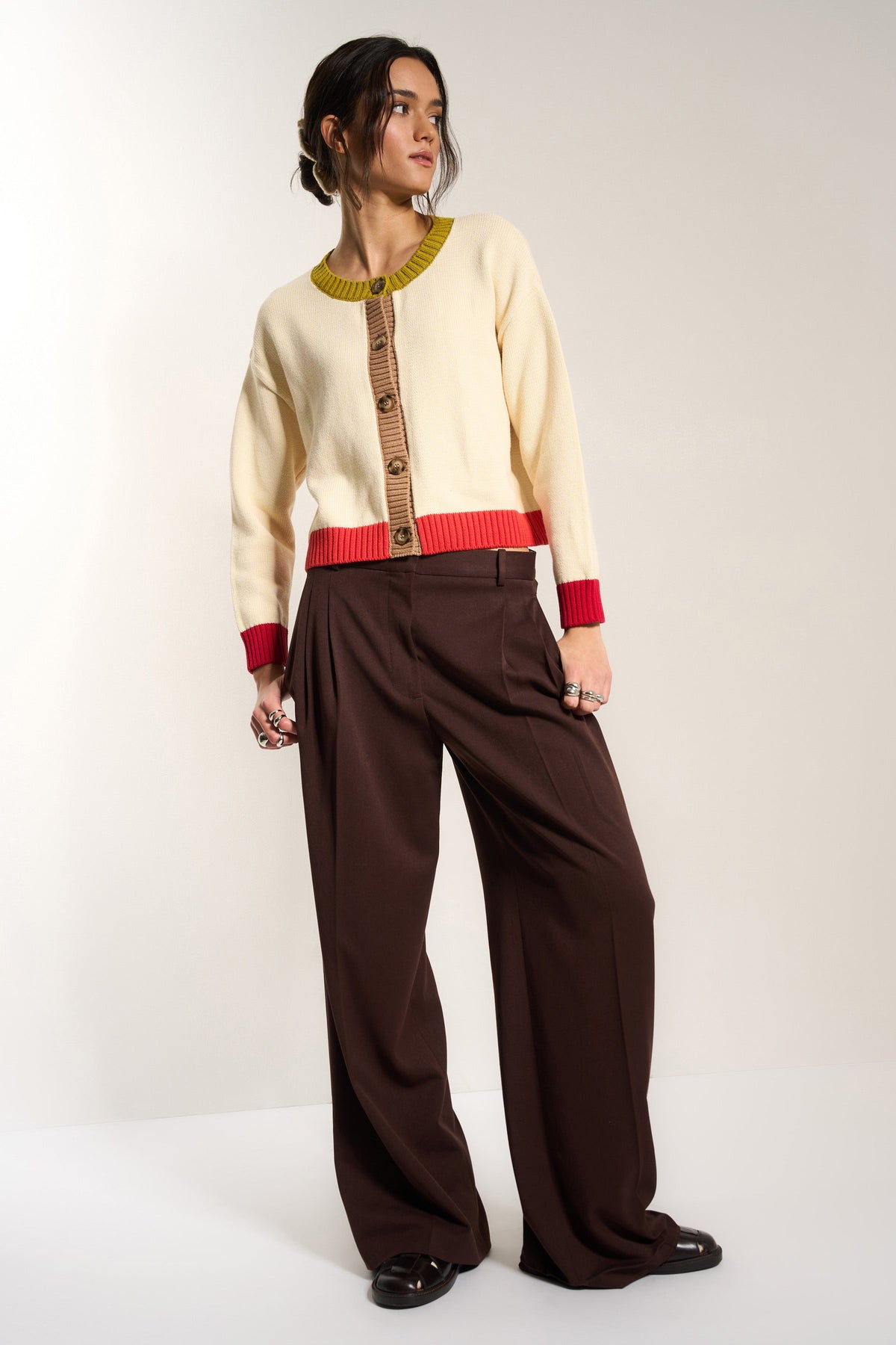 Callahan Knitwear - Joey Cardi - Creme Colorblock -