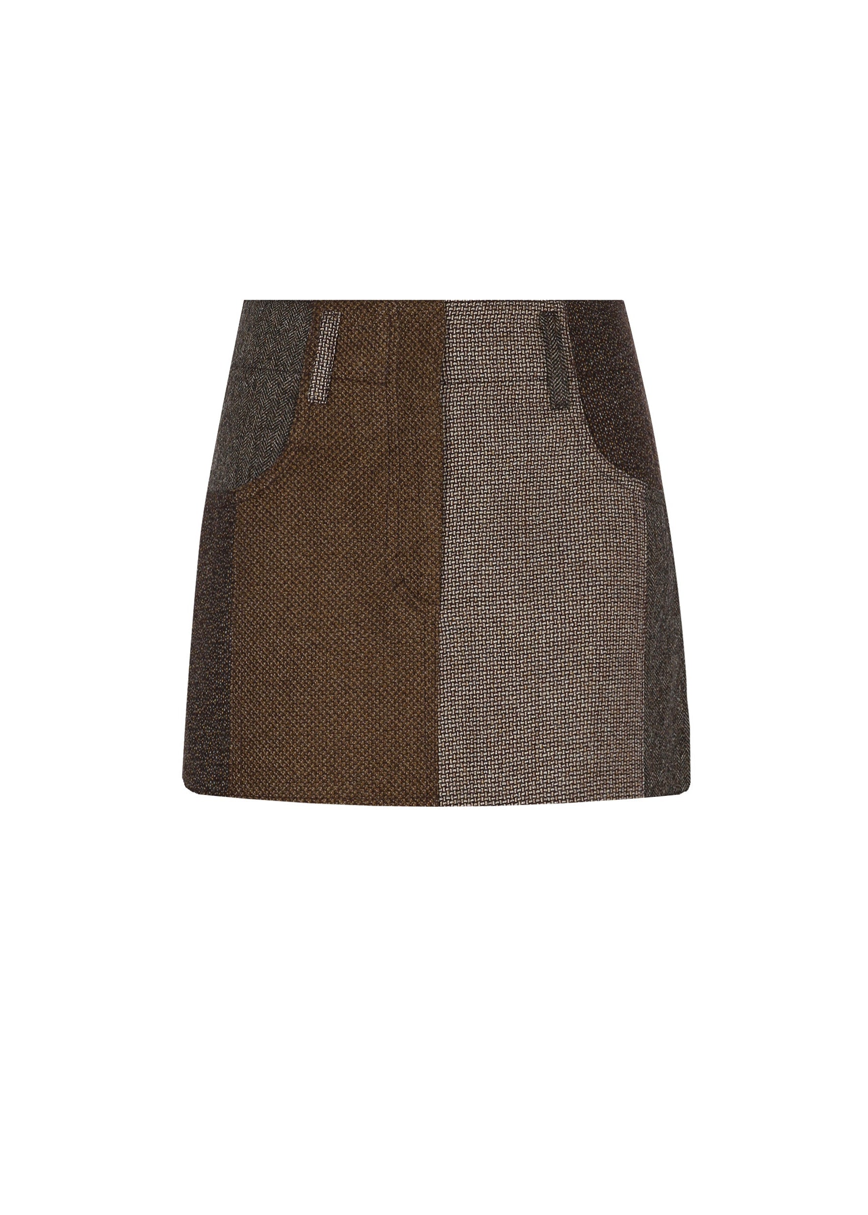 Loti - Juana Mini Skirt - Brown Patchwork -