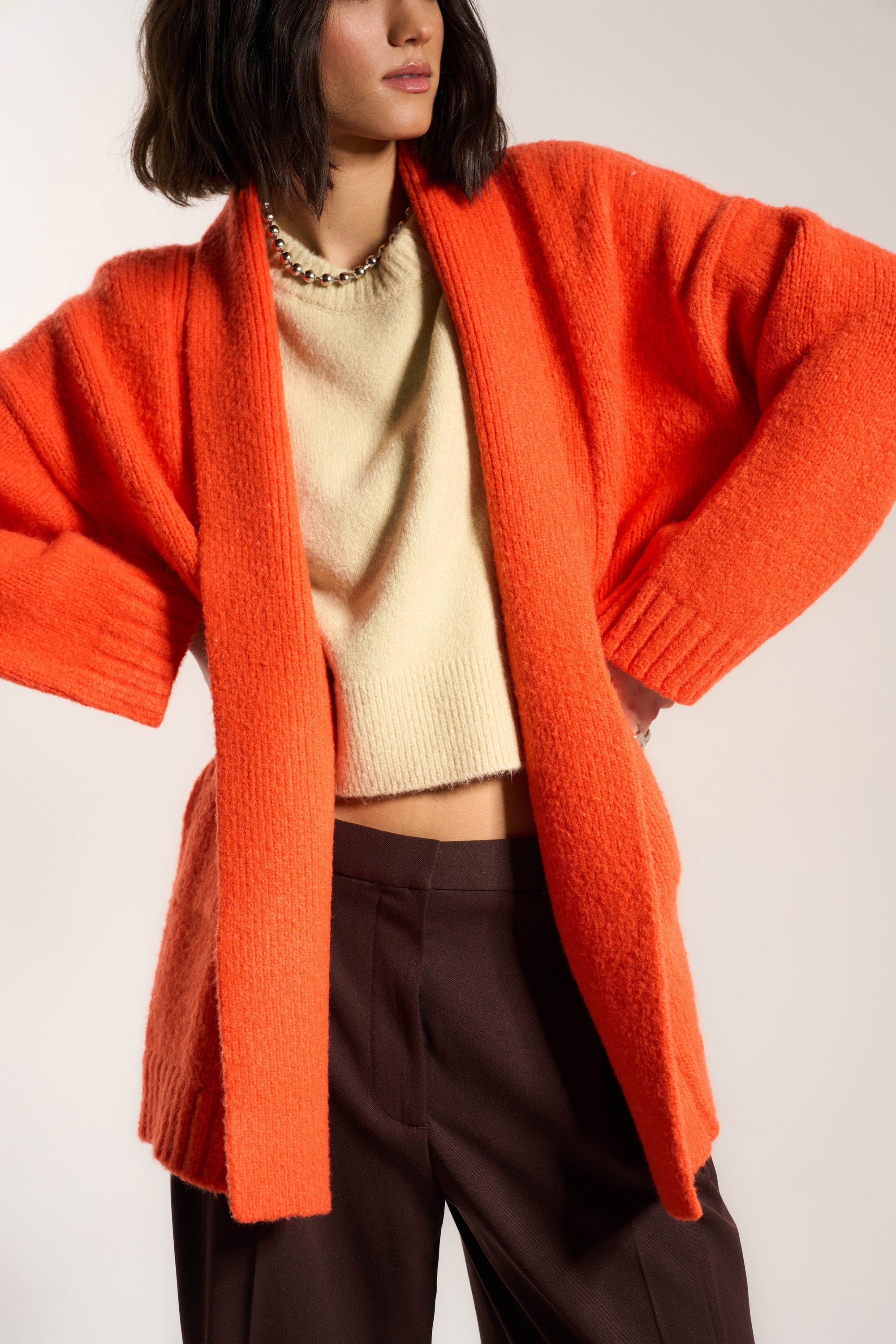 Callahan Knitwear - Juliet Cardigan - Red Orange -