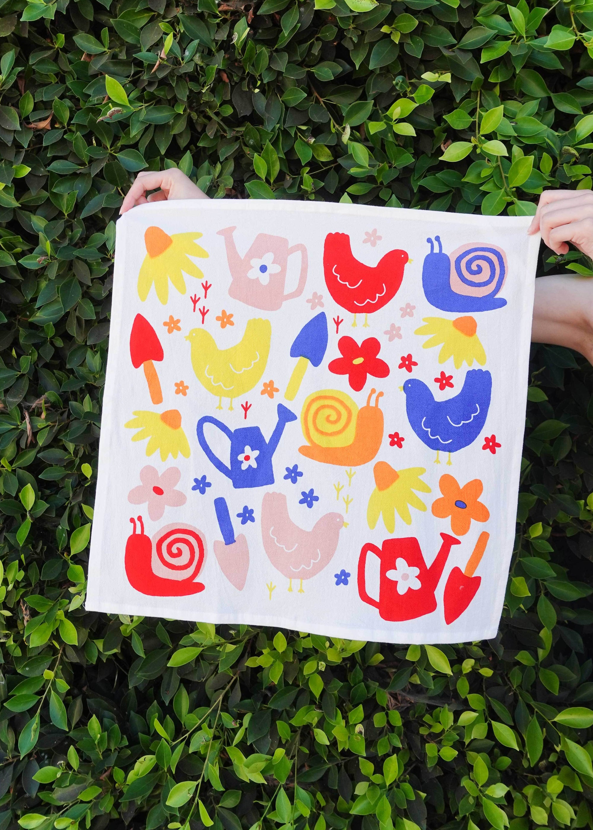 Julie Peach - Garden Toss Tea Towel -