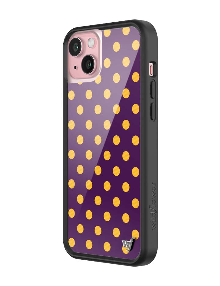 Wildflower iPhone case 15 Plus Polka Dot | Purple and Yellow Cute