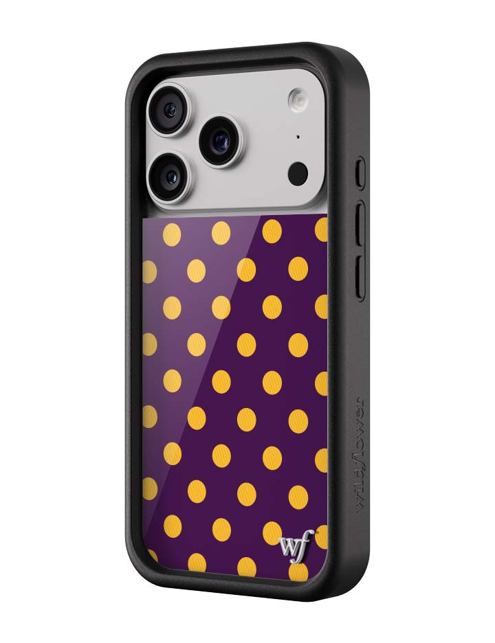 Wildflower iPhone case 17 Pro Polka Dot | Purple and Yellow Cute