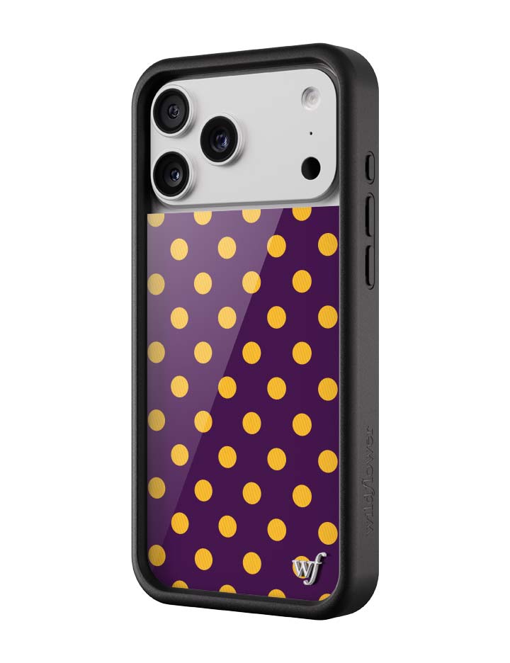 Wildflower iPhone case 17 Pro Max Polka Dot | Purple and Yellow Cute