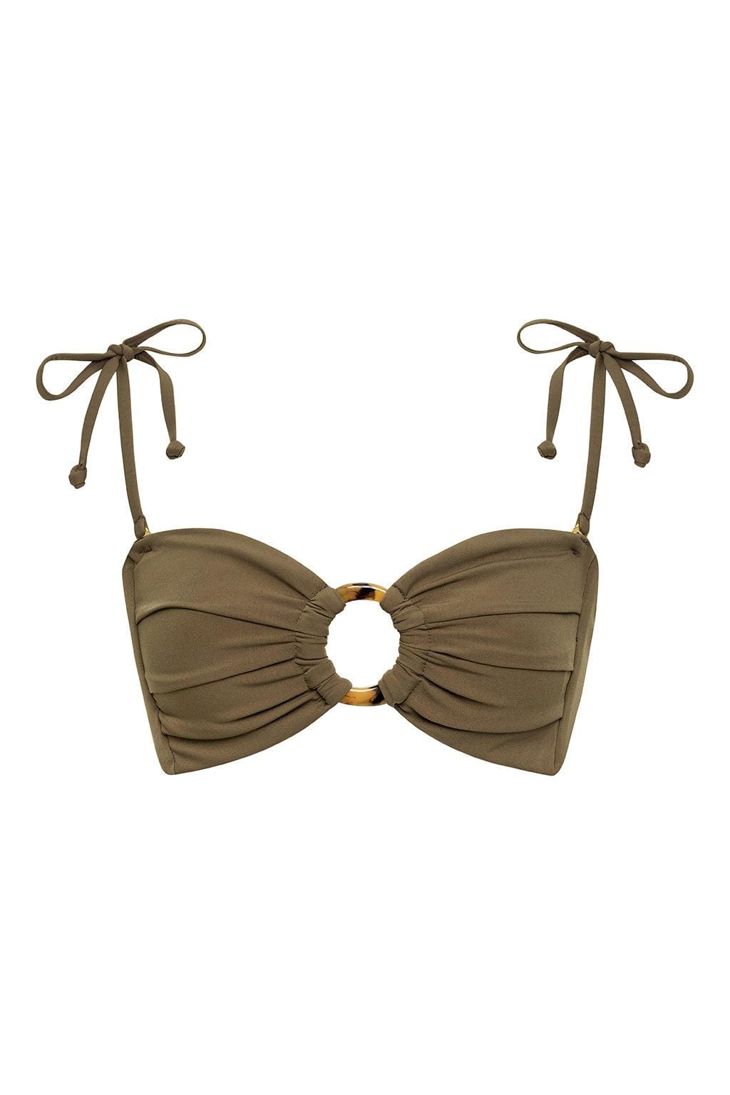 Montce - Khaki Tori Ties Bandeau Bikini Top -