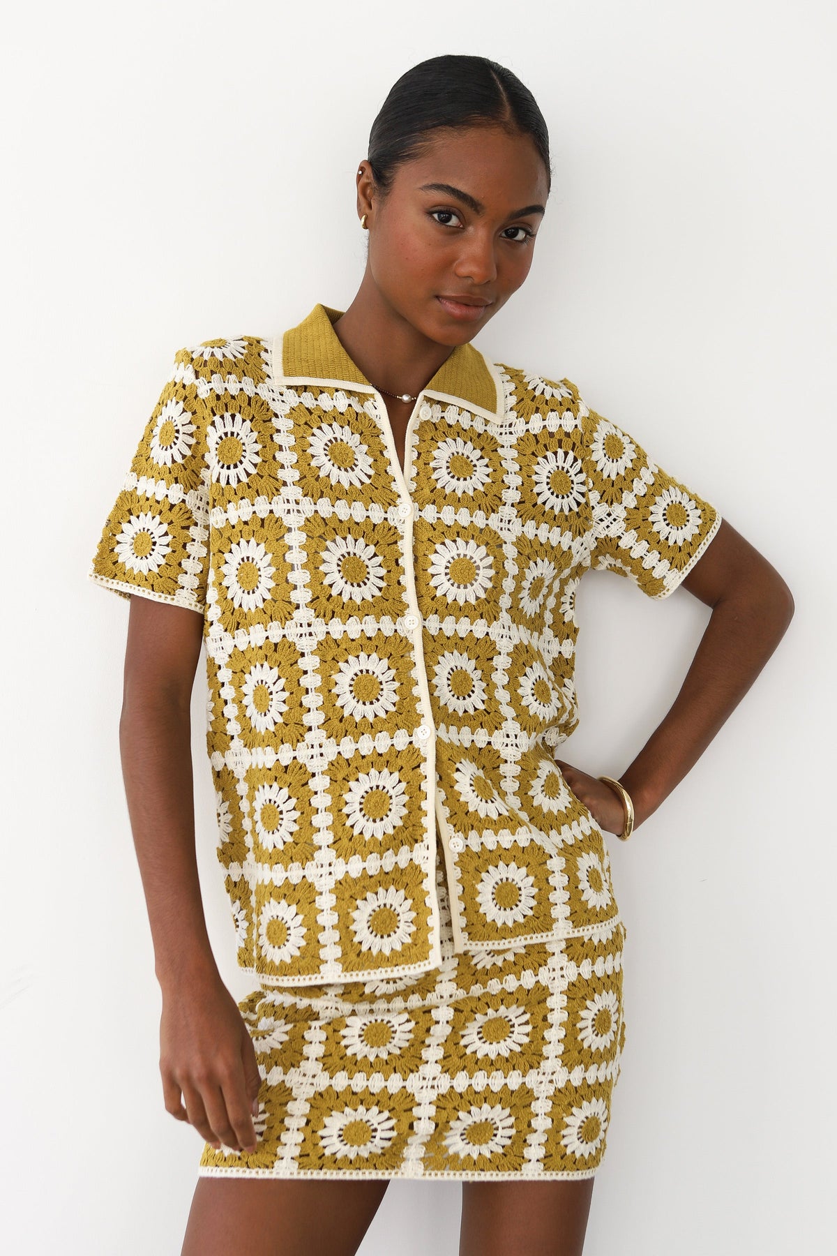 Callahan Knitwear - Leonor Crochet Polo - Bronze -