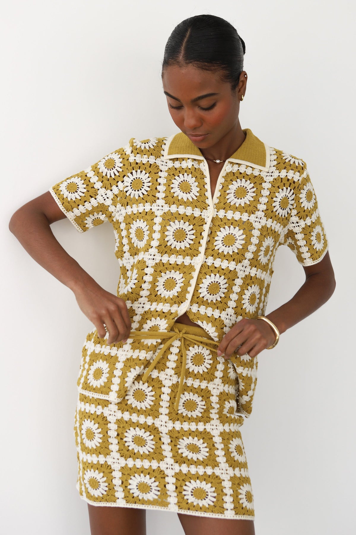 Callahan Knitwear - Leonor Crochet Polo - Bronze -