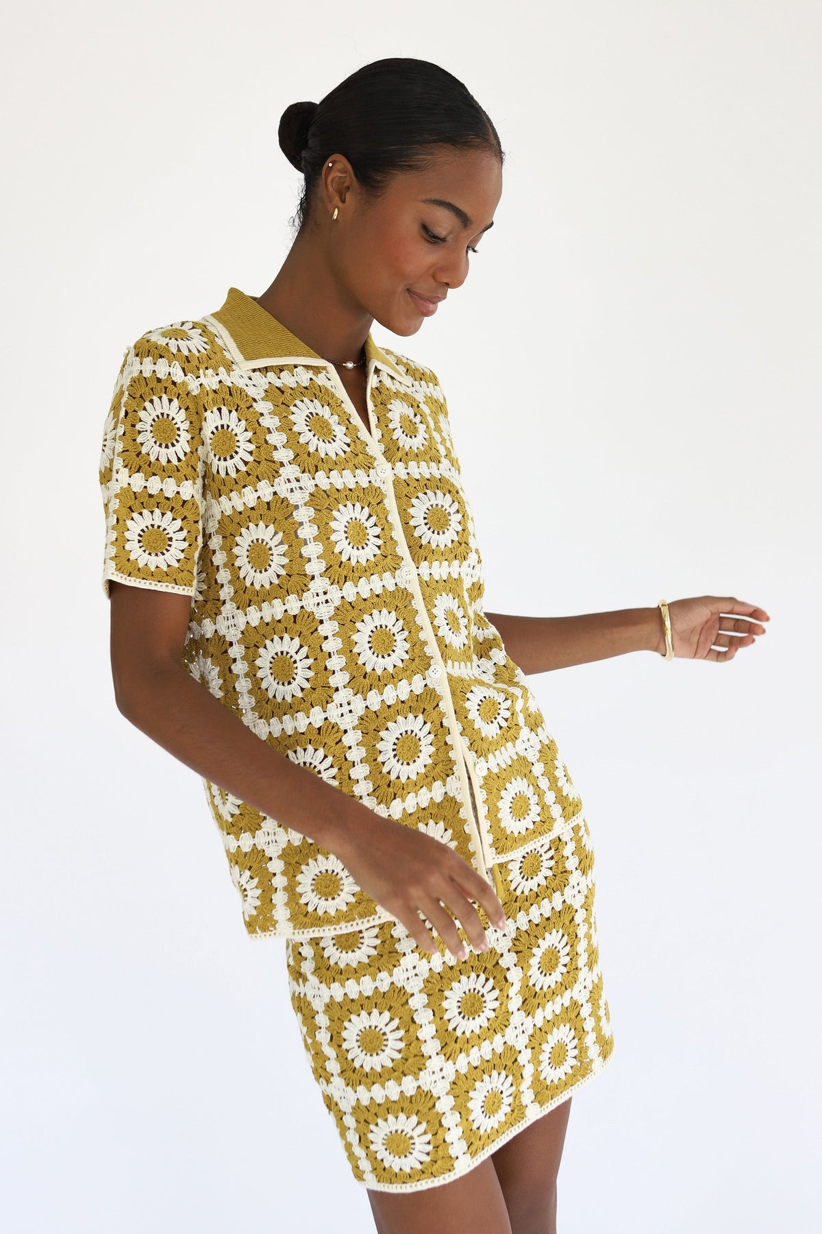 Callahan Knitwear - Leonor Crochet Polo - Bronze -