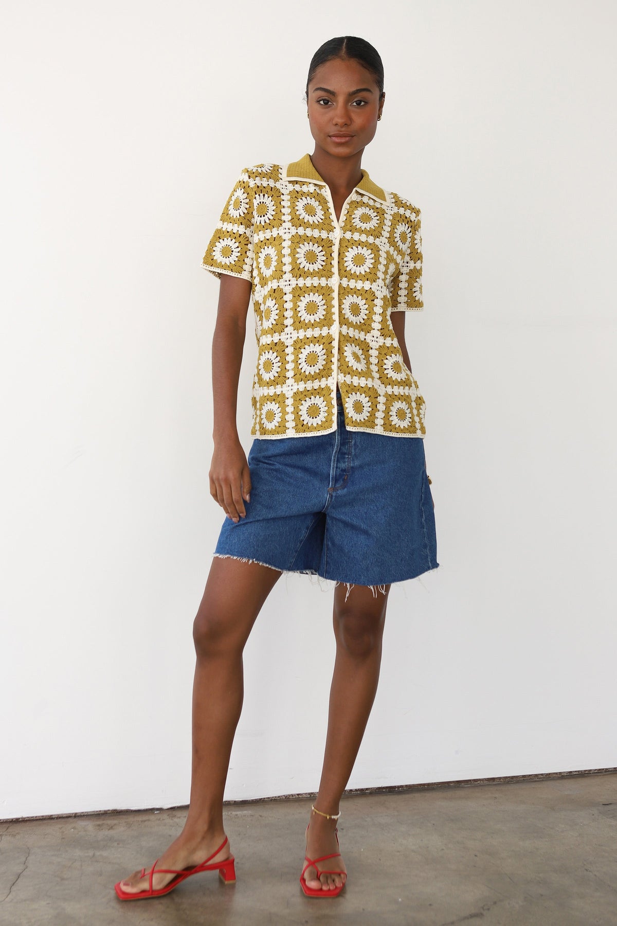 Callahan Knitwear - Leonor Crochet Polo - Bronze -