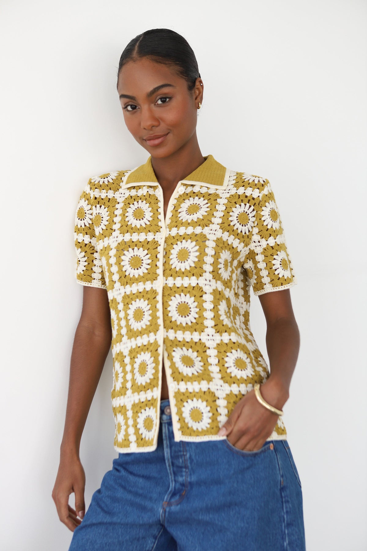 Callahan Knitwear - Leonor Crochet Polo - Bronze -