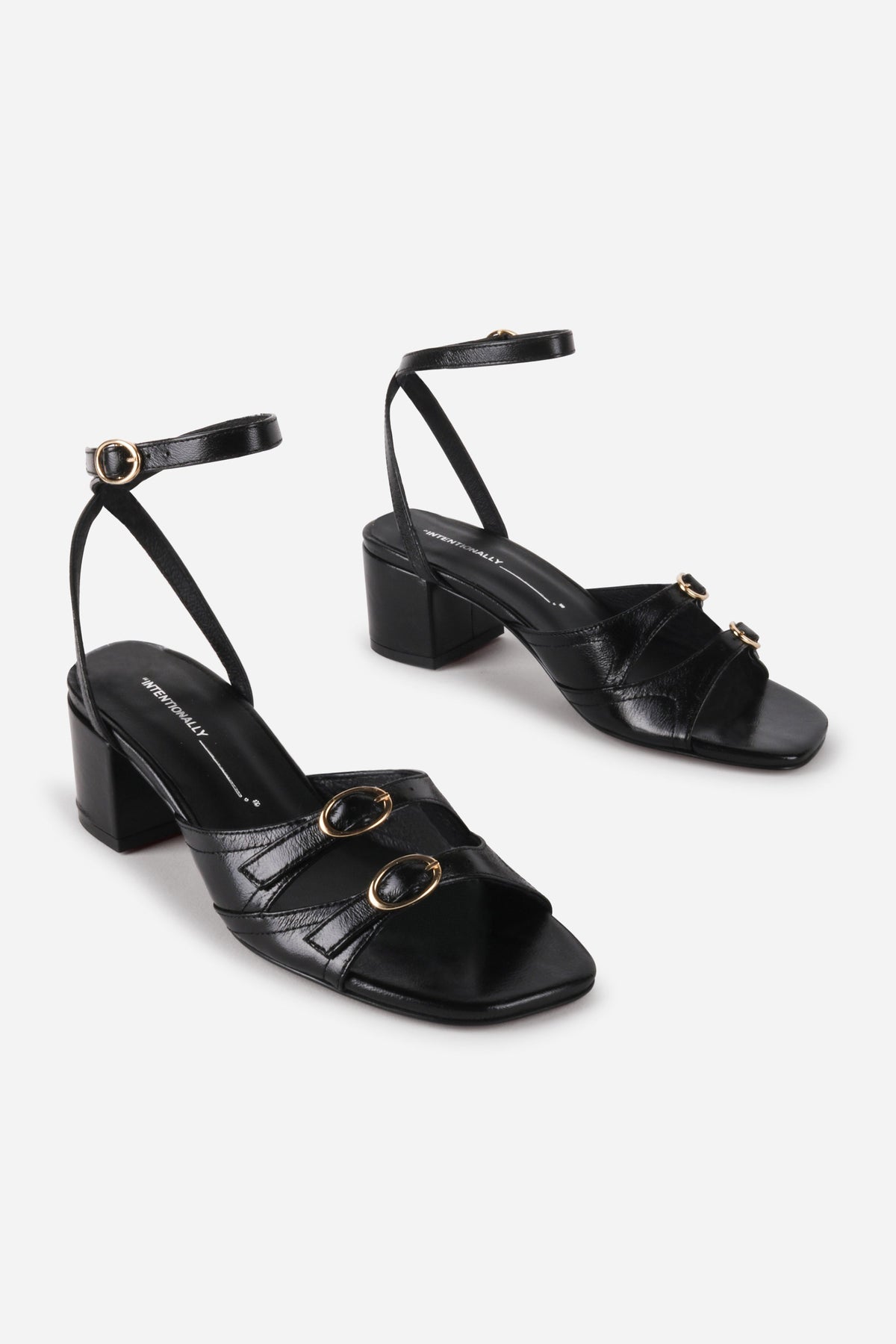 Intentionally Blank - Lingo Block Heel Sandal - BLACK LEATHER