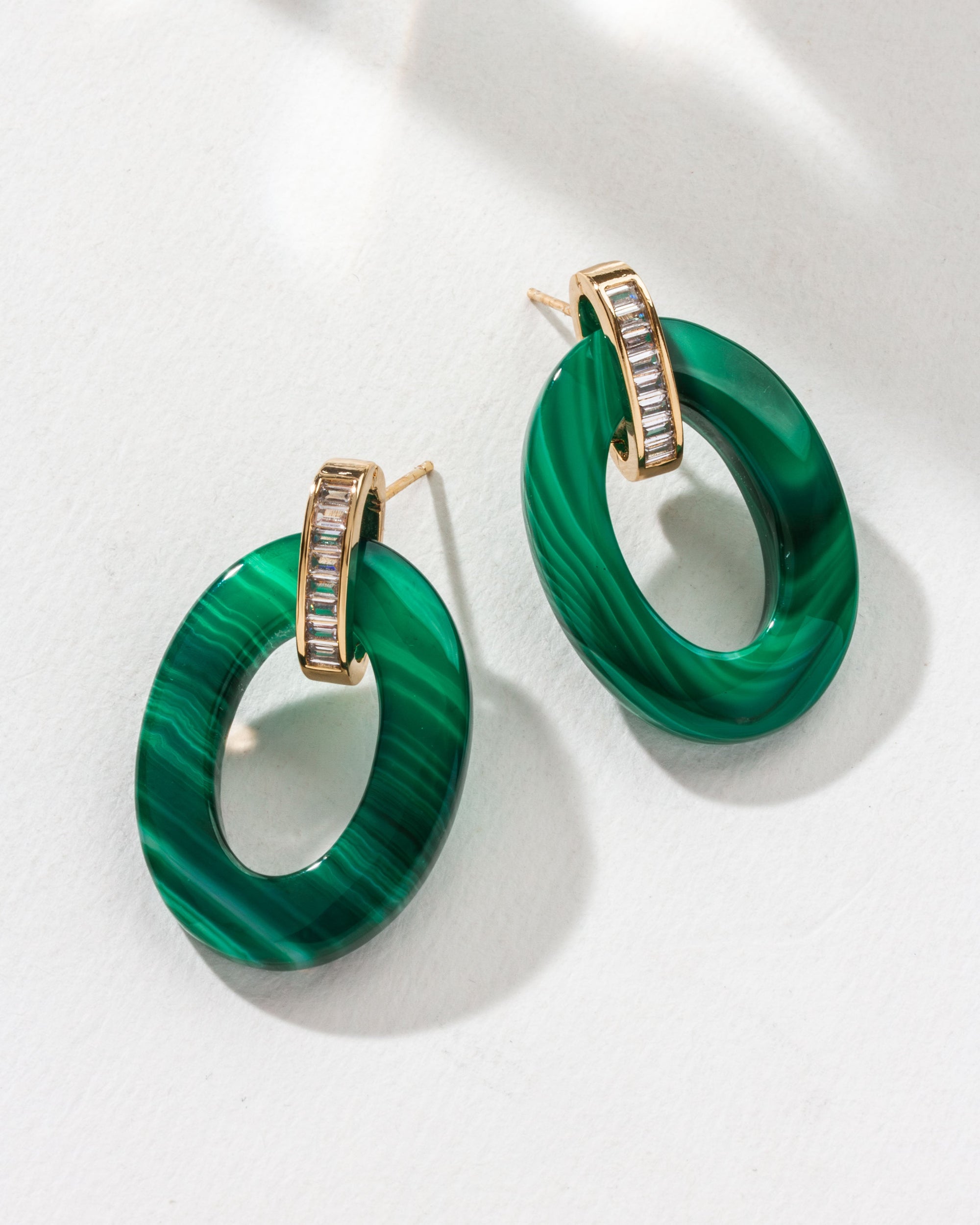 Luna Norte - Green With Kelly Door Knocker Post Earrings -
