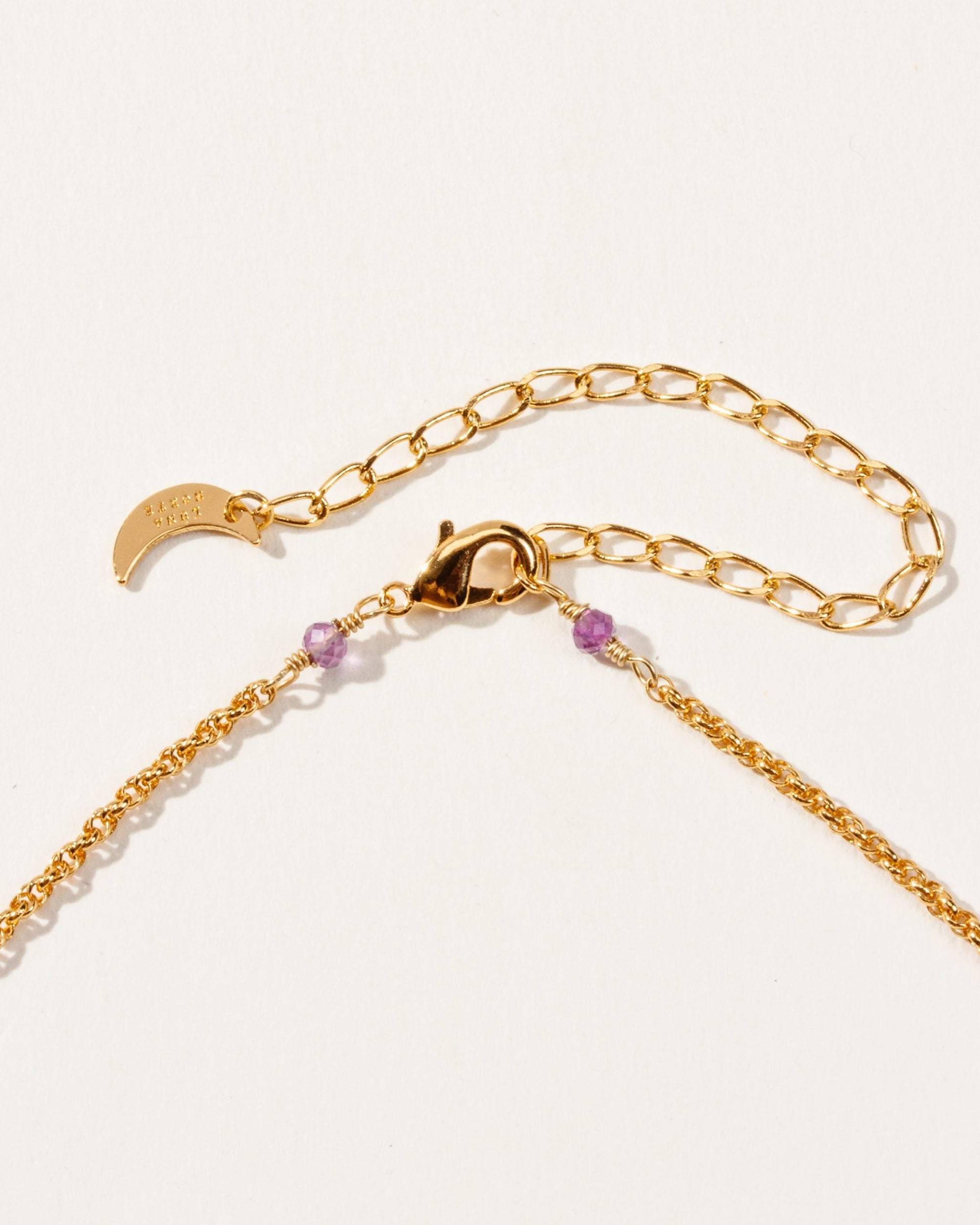 Luna Norte - Chevron Amethyst Medallion Long Necklace -