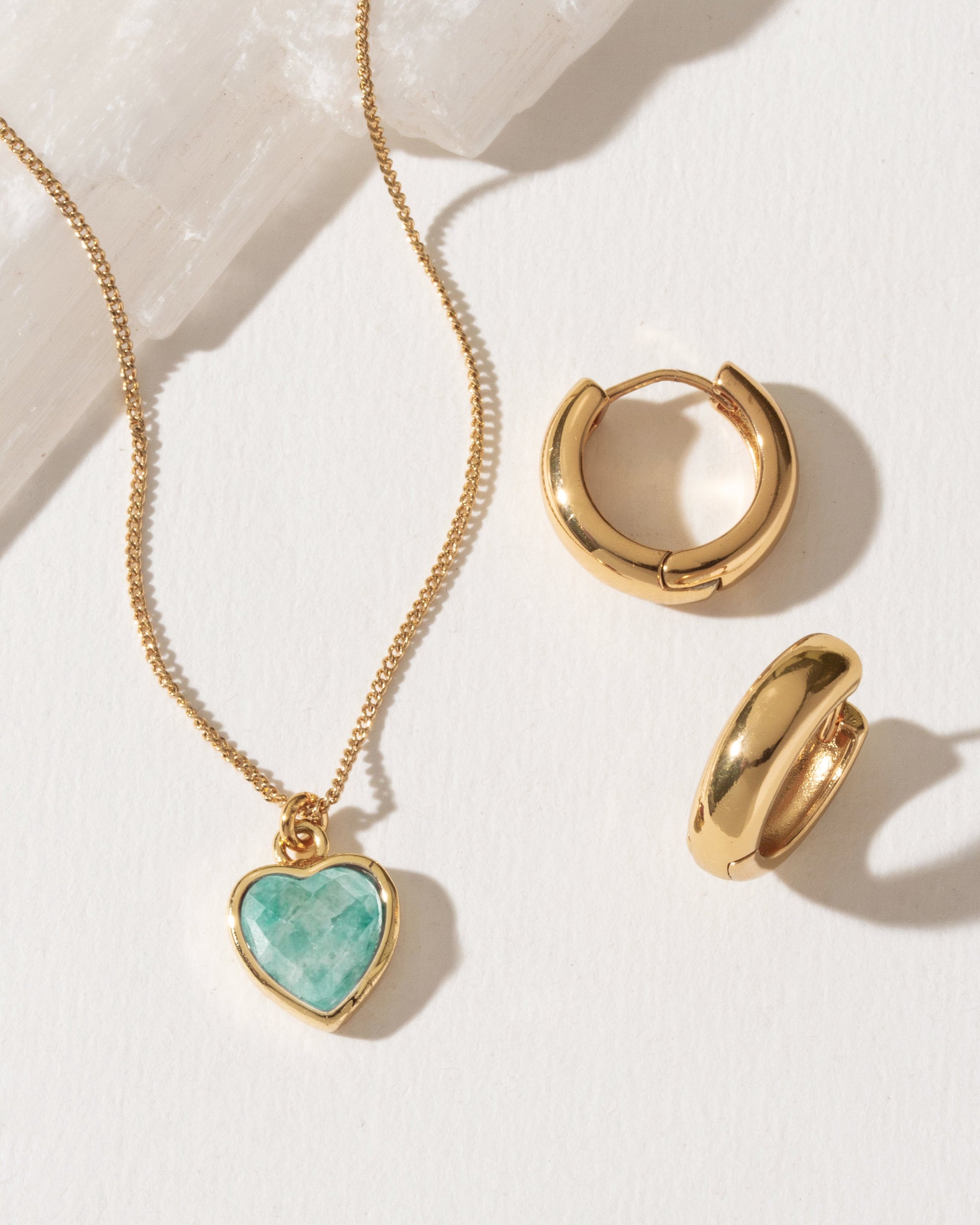 Luna Norte - Heart's Accelerated Necklace Huggie Set -