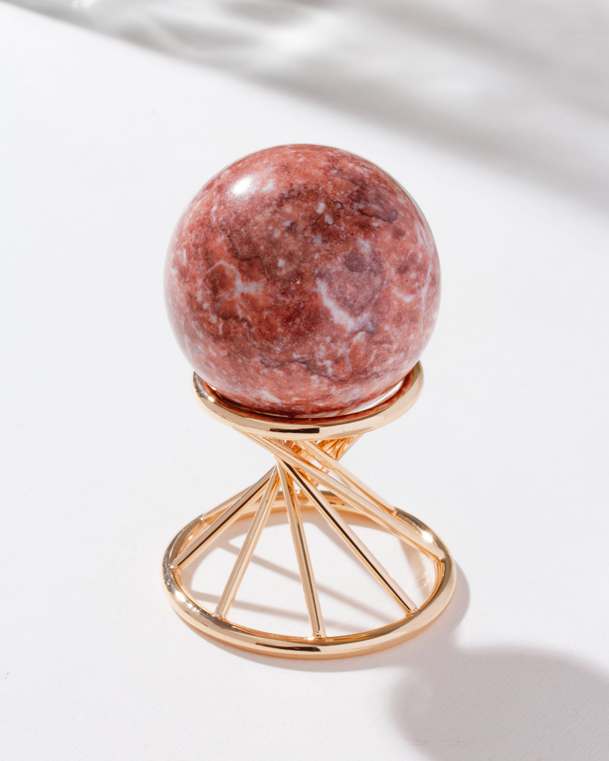 Luna Norte - Good Vibration's Pink Calcite Sphere On Stand Set -