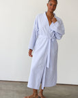 The Pinstripe Long Robe - Sky