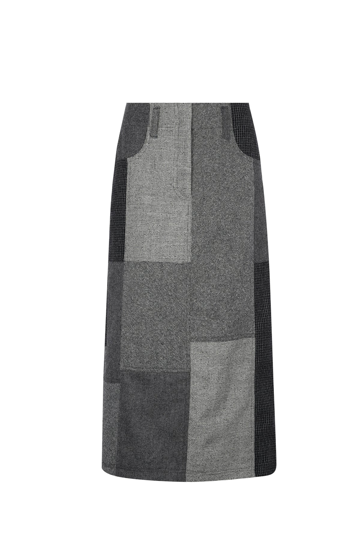 Loti - Juana Column Midi Skirt - Grey Patchwork -