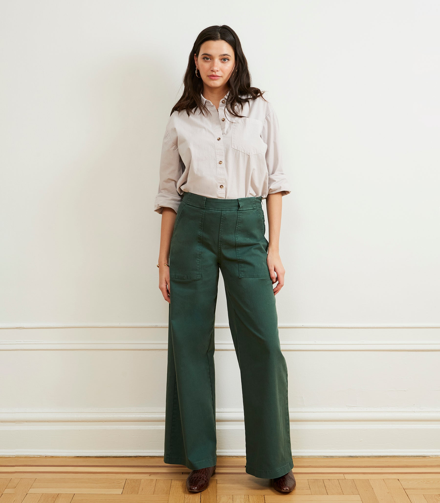 Loup - Long Sabrina Wide-Leg Pants - Hunter -