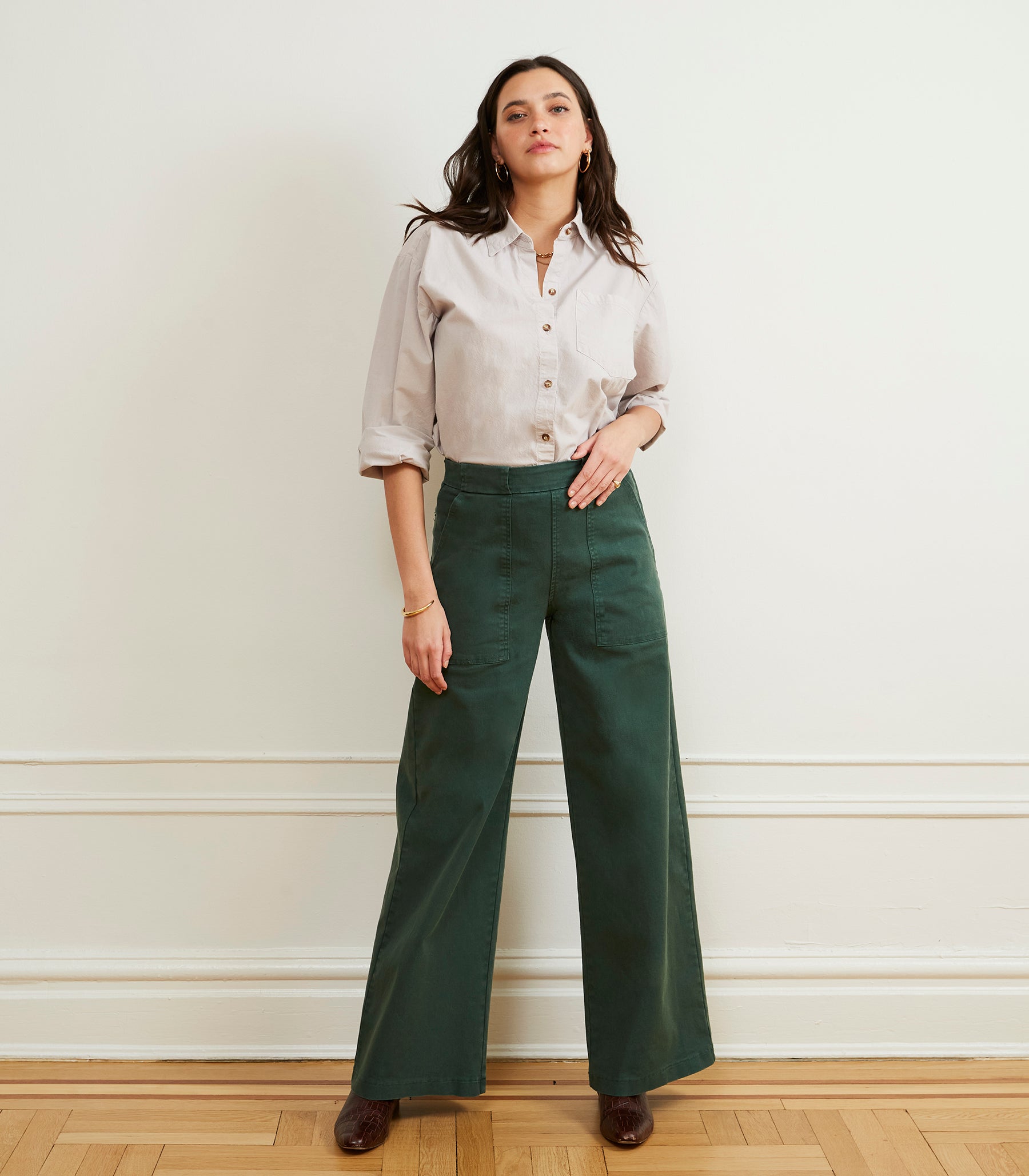 Loup - Long Sabrina Wide-Leg Pants - Hunter -