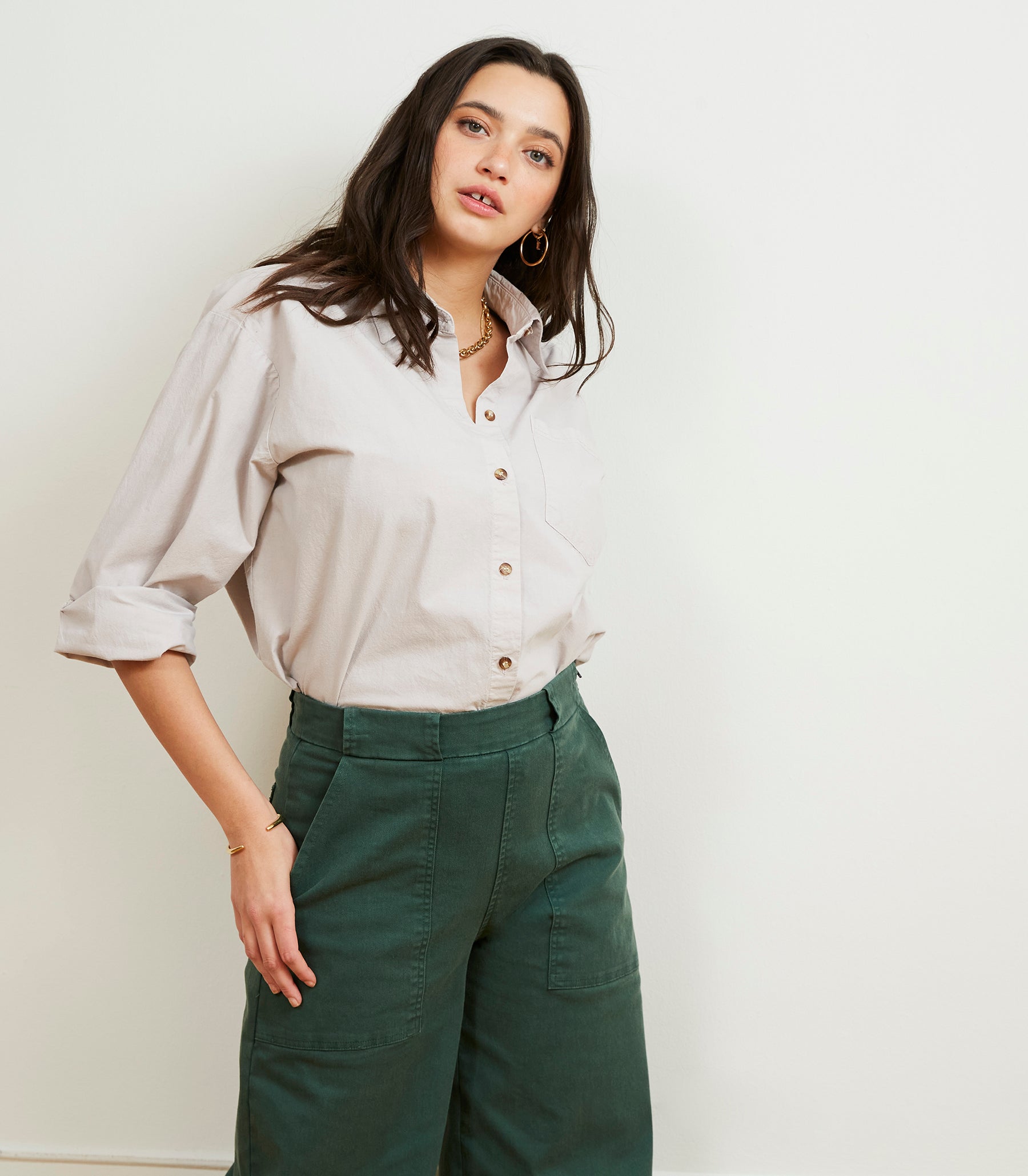 Loup - Long Sabrina Wide-Leg Pants - Hunter -