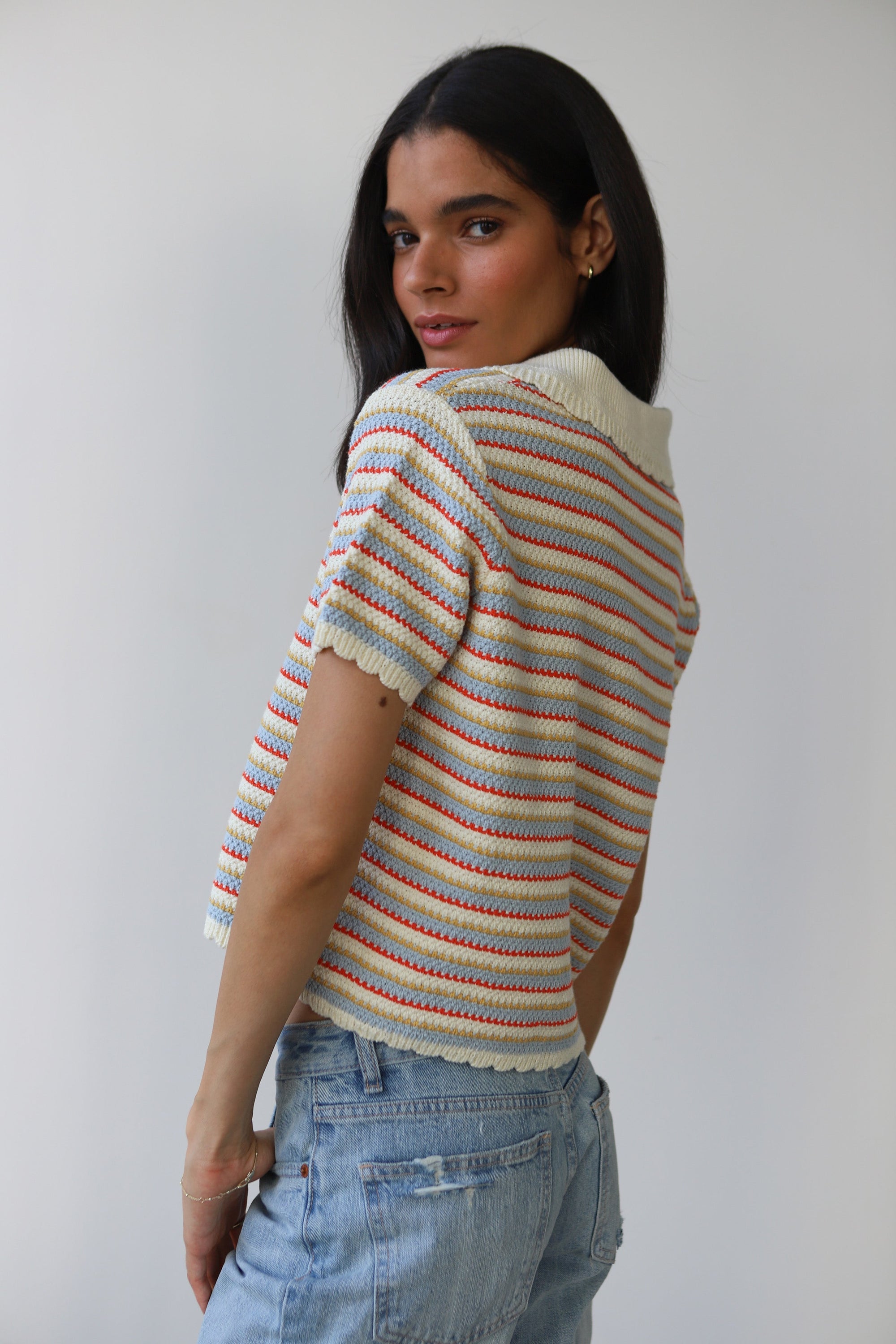 Callahan Knitwear - Mai Crochet Polo - Creme -