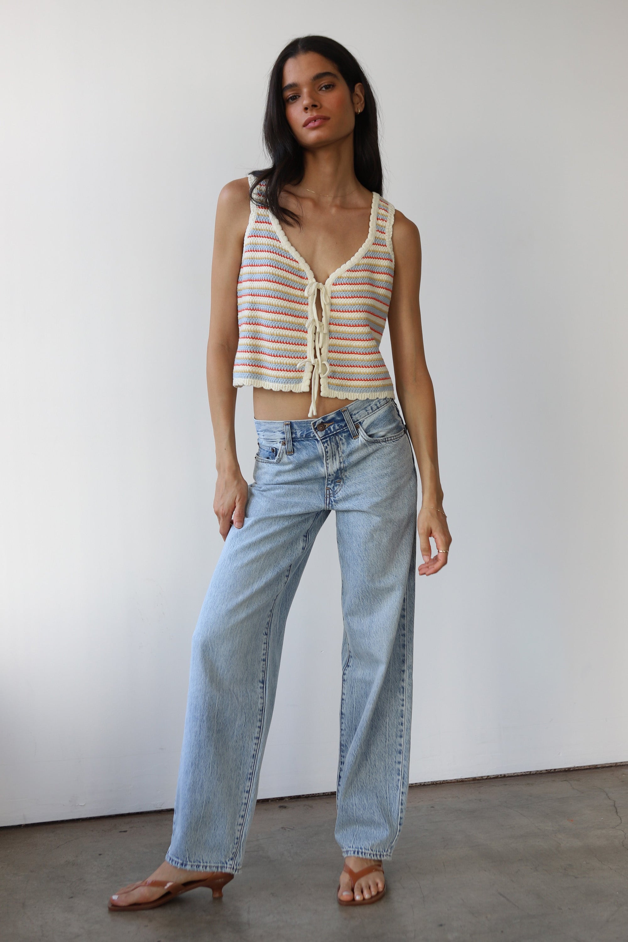 Callahan Knitwear - Mai Crochet Tie Tank - Creme -