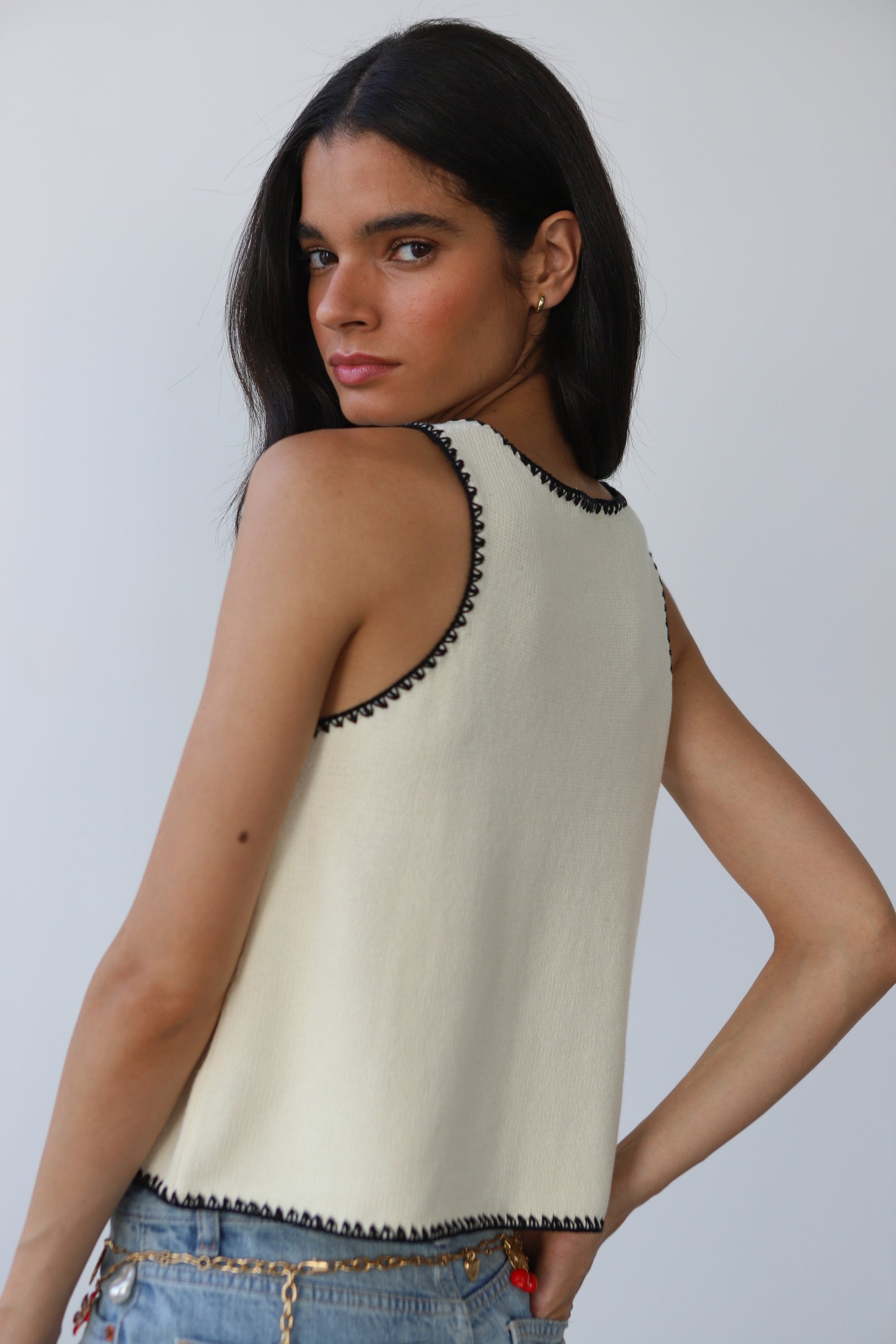 Callahan Knitwear - Mala Stitch Tank - Creme -