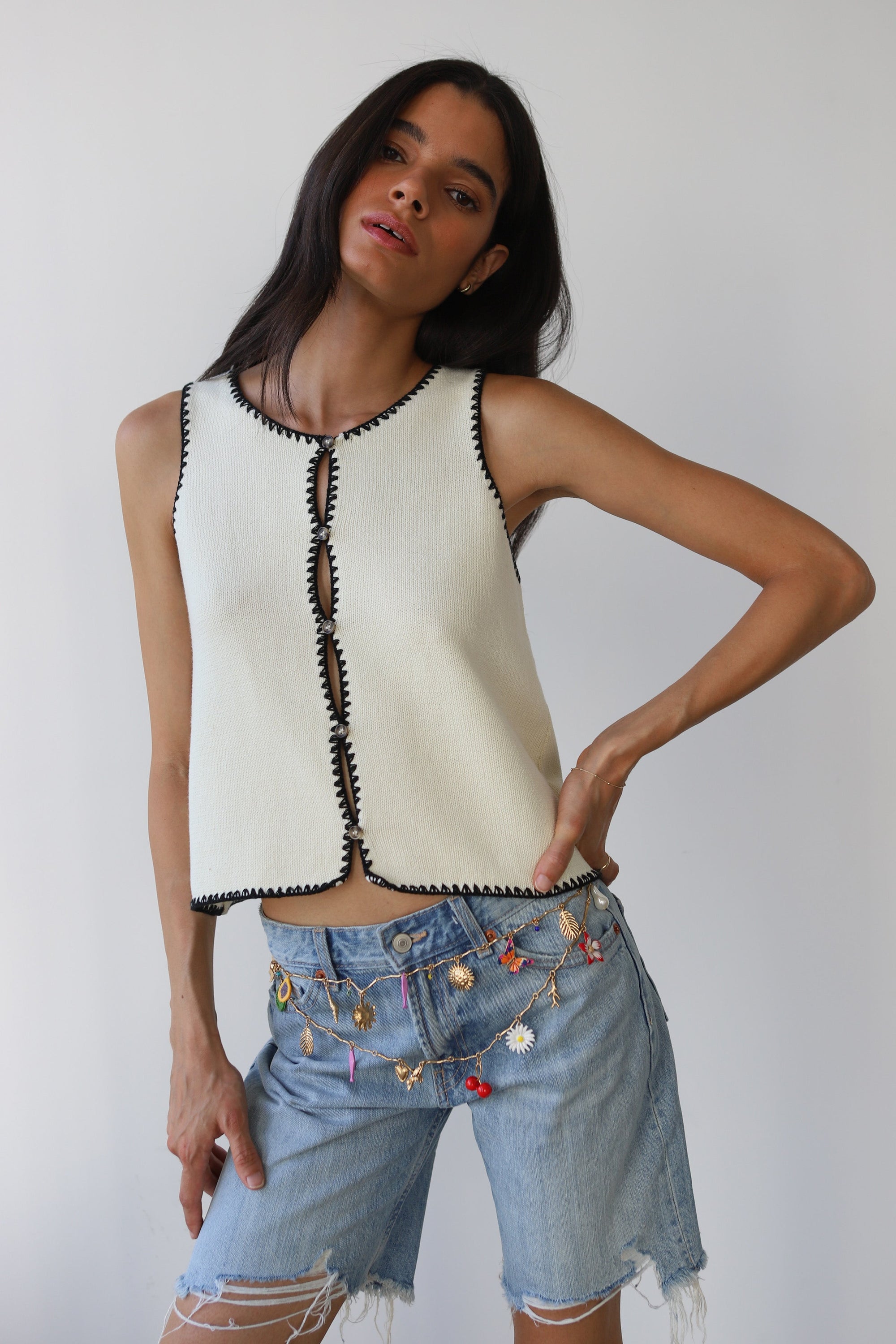Callahan Knitwear - Mala Stitch Tank - Creme -