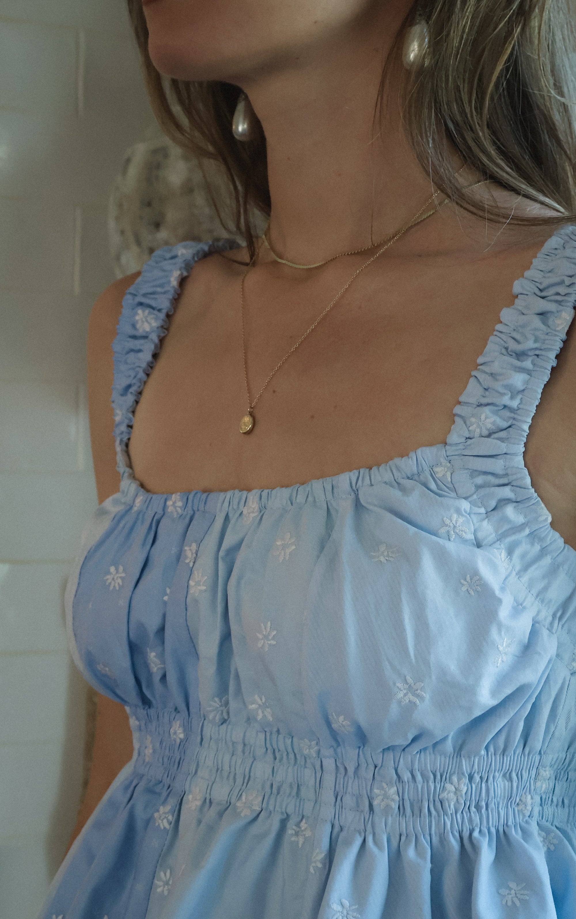 Loti - Marcela Top - Sky Blue Embroidery -
