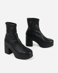 Intentionally Blank - Marlowe Vegan Platform Boot Black Sole - BLACK VEGAN BELUGA LEATHER