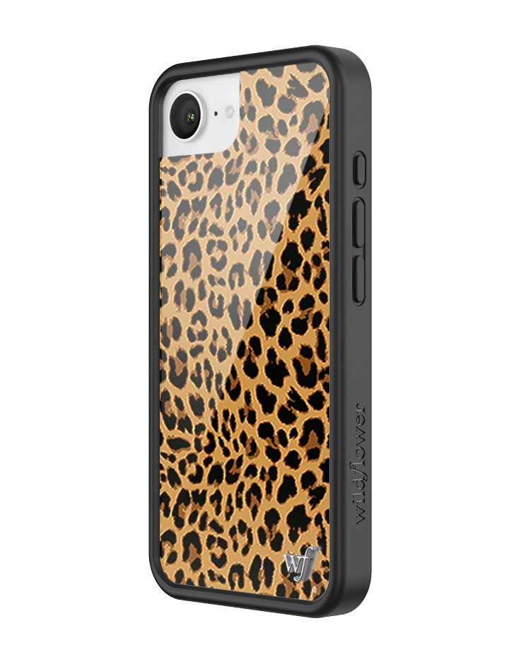 Wildflower iPhone case 16e Meow Leopard Black Tan