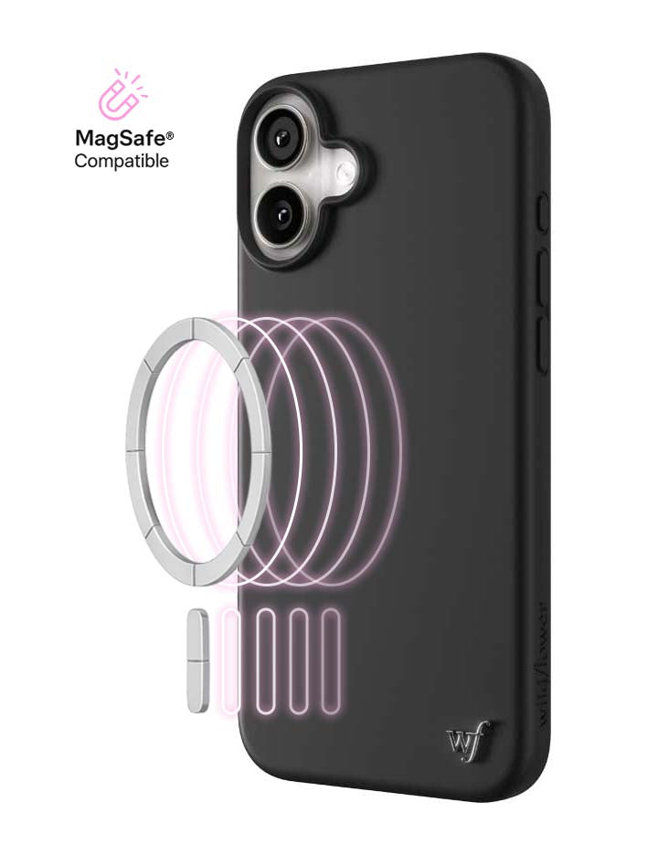 Wildflower iPhone case 16 Plus Black MagSafe Sleek Black