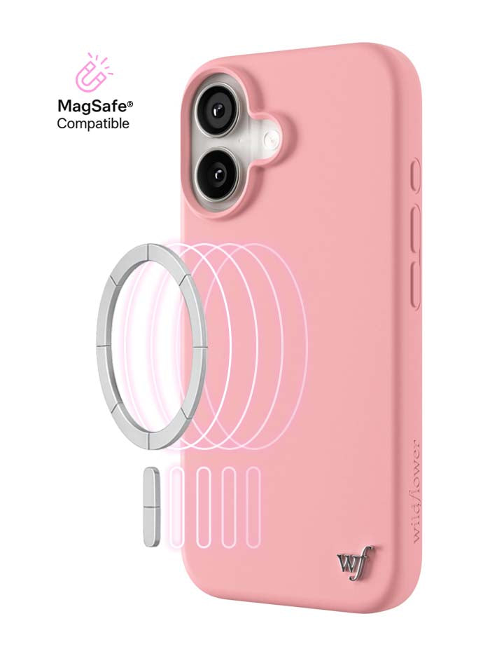 Wildflower iPhone case 16 Pink MagSafe Sleek Pink
