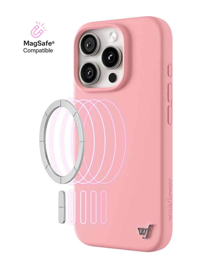 Wildflower iPhone case 16 Pro Pink MagSafe Sleek Pink