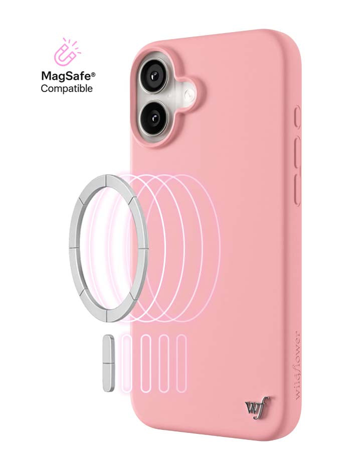 Wildflower iPhone case 16 Plus Pink MagSafe Sleek Pink