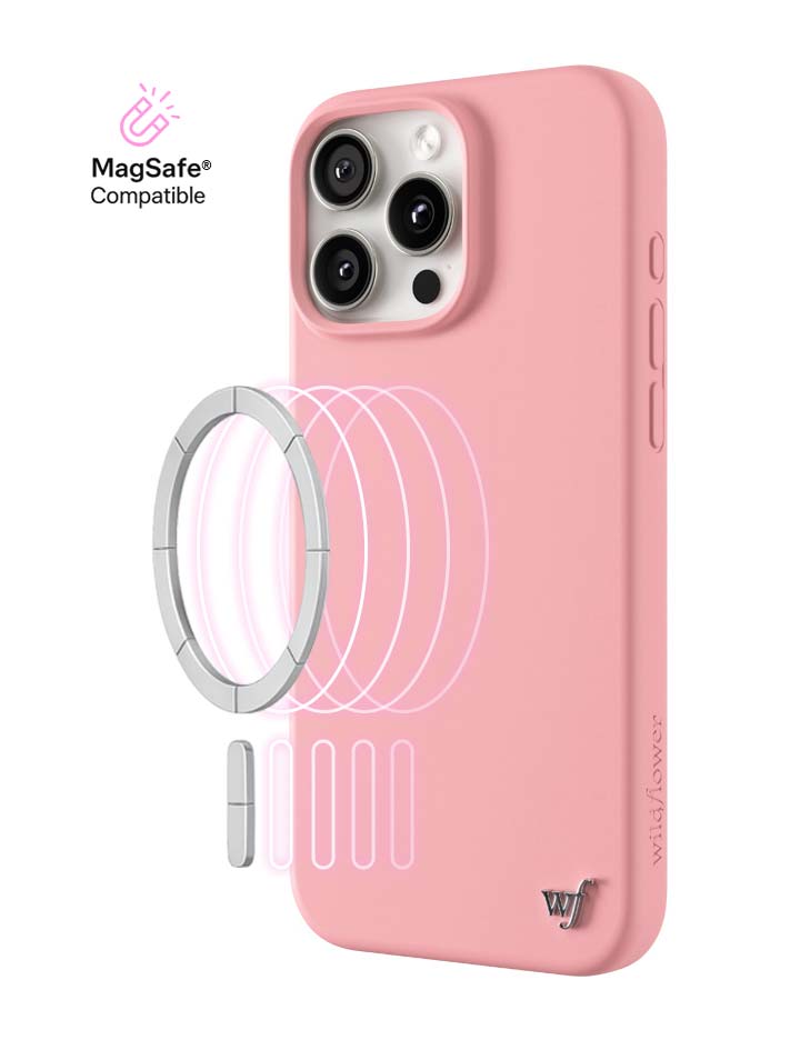 Wildflower iPhone case 16 Pro Max Pink MagSafe Sleek Pink
