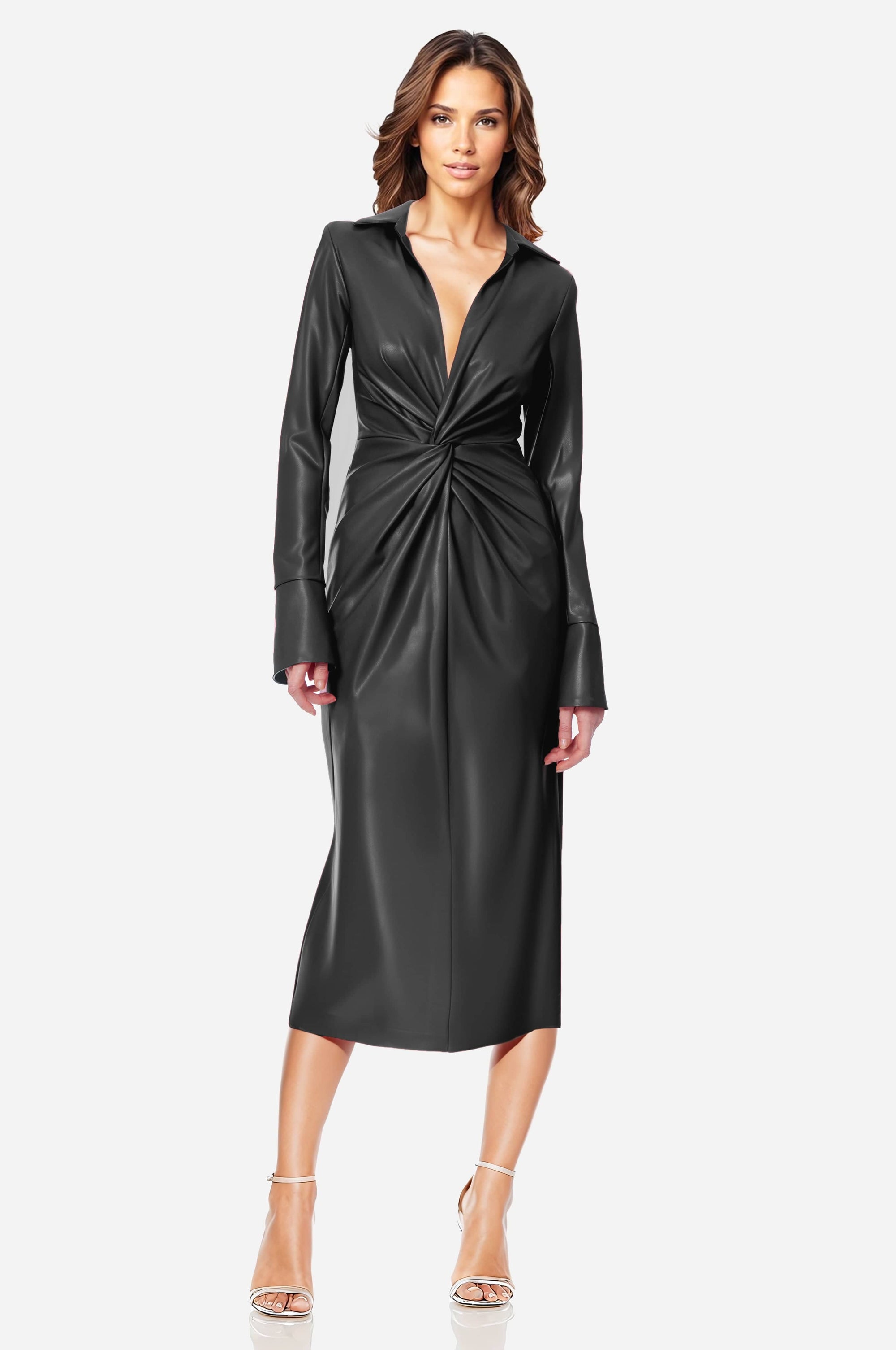 ONE33 SOCIAL - The Mary - Twist Faux Leather Cocktail Dress -