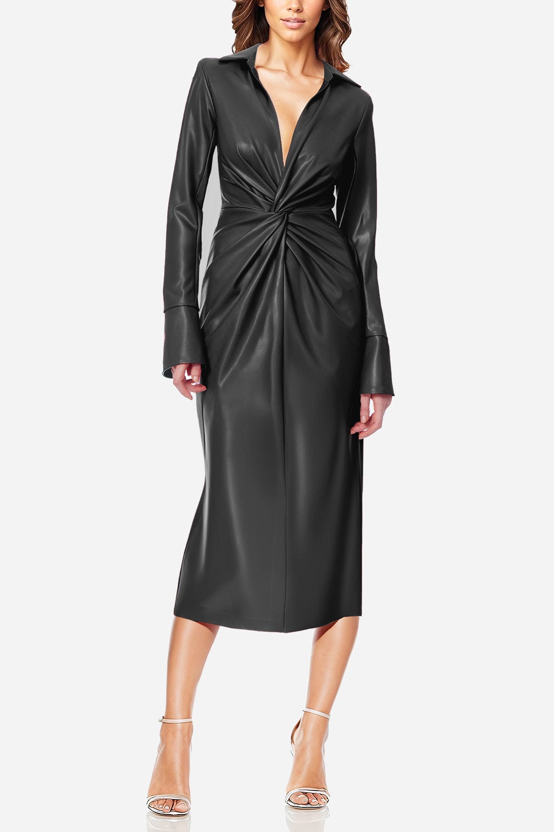 ONE33 SOCIAL - The Mary - Twist Faux Leather Cocktail Dress -